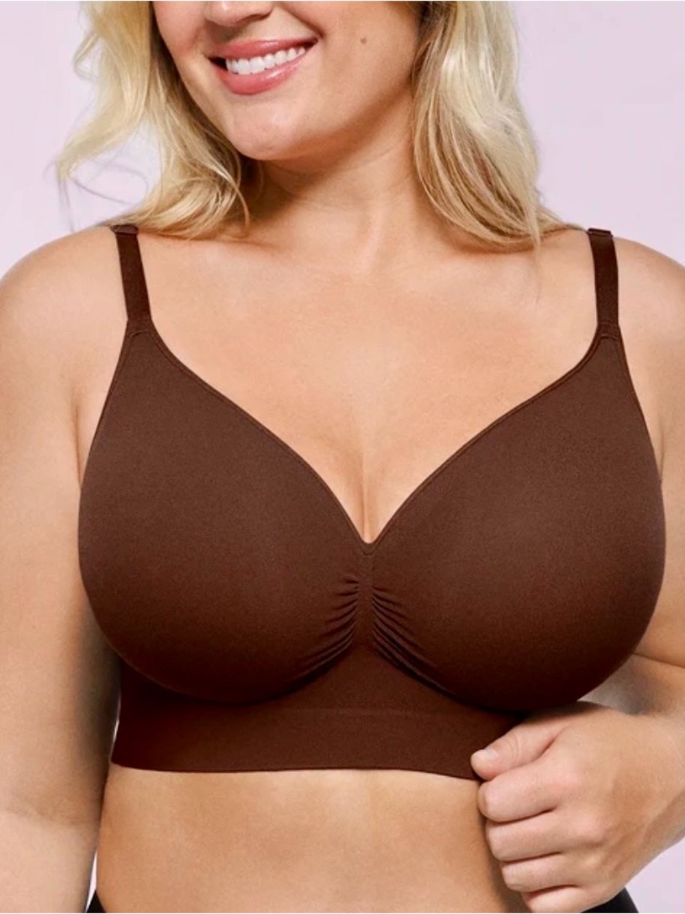 Shapellx Wireless Contour Bra Ribbed Brown XXL NWT